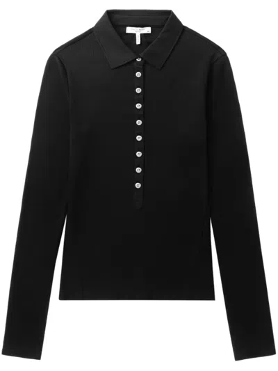 Rag & Bone Button-down Polo Top In Black