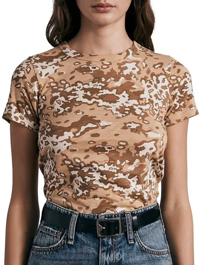 Rag & Bone Camo Baby Tee In Beige Multi In Brown