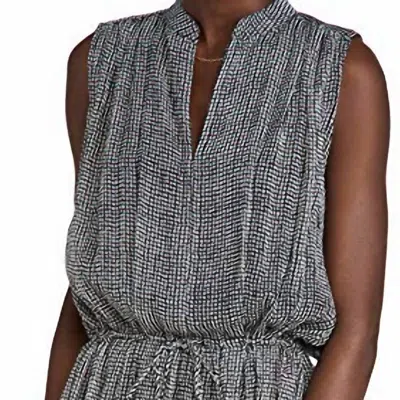 Rag & Bone Carly Geometric Print Sleeveless Gathered Waist Mini Dress In Black