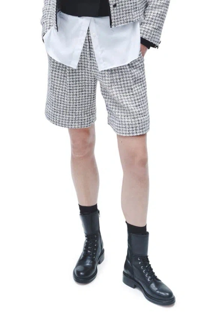 Rag & Bone Carmen Tailored Houndstooth Shorts In Black White