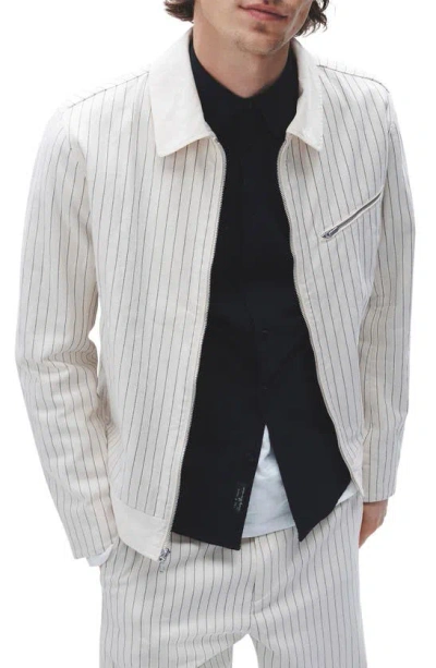 Rag & Bone Carter Pinstripe Workwear Jacket In White Stripe