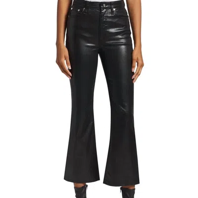 Rag & Bone Casey Coated High-rise Ankle Flare Jean In Black