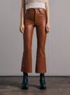 RAG & BONE CASEY FAUX LEATHER FLARE PANTS IN PUTTY BROW
