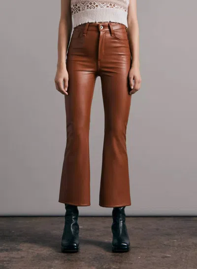 Rag & Bone Casey Faux Leather Flare Pants In Putty Brow In Multi