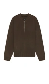 Rag & Bone Clarkson Mixed Media Quarter Zip Sweater In Brown