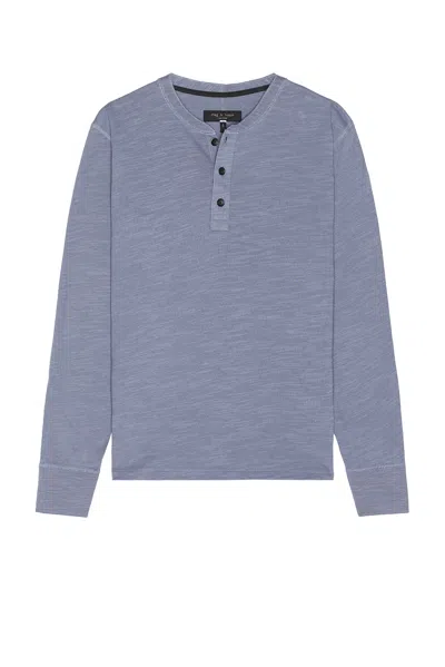 Rag & Bone Blue Classic Flame Henley In Seagrey