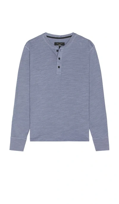 Rag & Bone Blue Classic Flame Henley In Seagrey