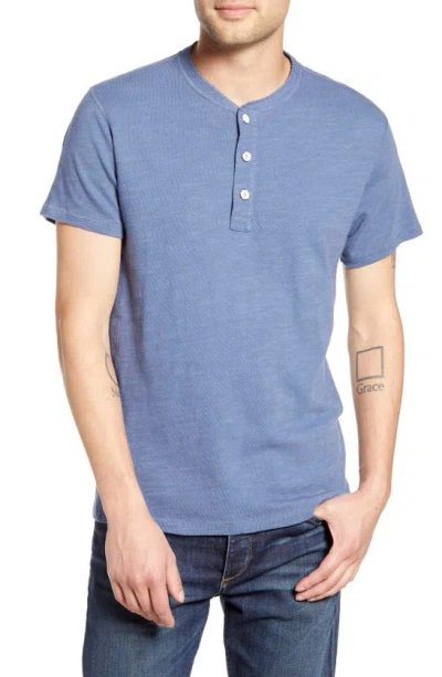 Rag & Bone Classic Short Sleeve Henley In Smoke Blue