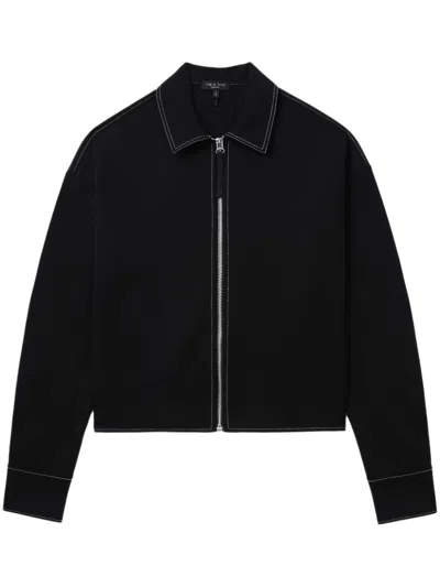 Rag & Bone Contrast Stitching Shirt-jacket In Black