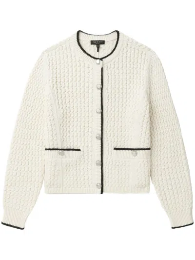 Rag & Bone Contrasting-trim Cardigan In Neutrals