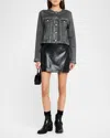 Rag & Bone Cora Collarless Denim Jacket In Washed Bla