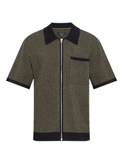 Rag & Bone Zuma Zip Knit Polo Shirt In Black