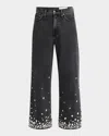 Rag & Bone Featherweight High-rise Wide-leg Embellished Jeans In Angwthjwl