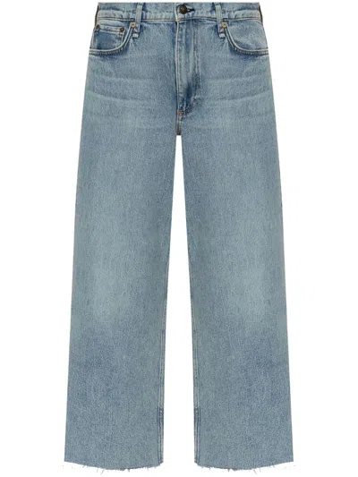 Rag & Bone Cropped Wide-leg Jeans In Blue
