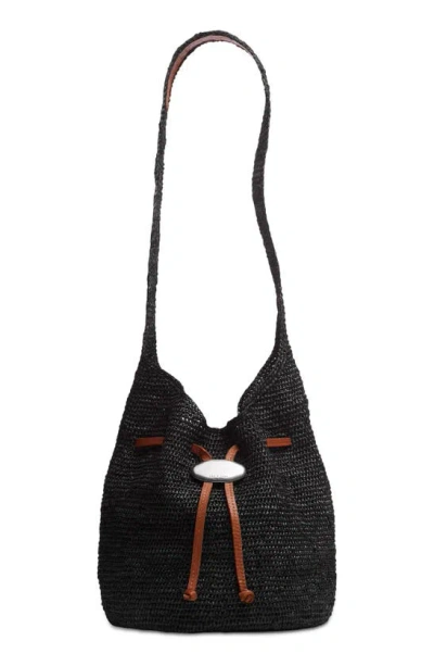 Rag & Bone Daily Straw Bucket Bag In Black