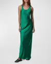 Rag & Bone Women's Daisy Satin Sleeveless Maxi Dress In Emeraldgrn