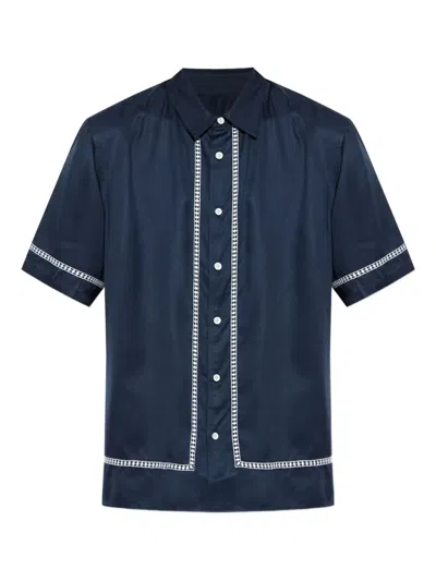 Rag & Bone Lapel Short-sleeved Shirt In Blue