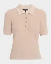 Rag & Bone Darcey Cotton-cashmere Short-sleeve Polo Sweater In Dark Taupe