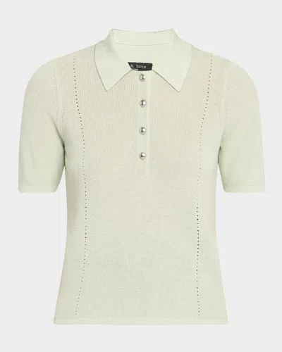Rag & Bone Darcey Cotton-cashmere Short-sleeve Polo Sweater In Green