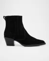 Rag & Bone Dart Suede Western Chelsea Ankle Booties In Blksd