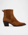 Rag & Bone Dart Suede Western Chelsea Ankle Booties In Umbersd
