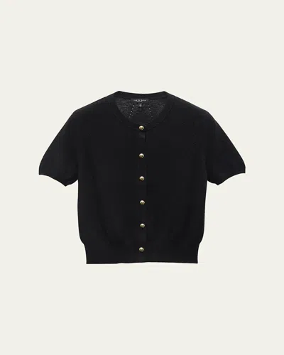Rag & Bone Dina Short-sleeve Cardigan In Black