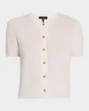 Rag & Bone Dina Short-sleeve Cardigan In Ivory
