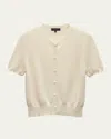 Rag & Bone Dina Short-sleeve Cardigan In Ivory