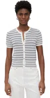 Rag & Bone Dina Stripe Short-sleeve Cardigan In Ivorymult