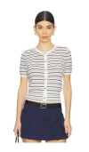 Rag & Bone Dina Stripe Short-sleeve Cardigan In Ivory