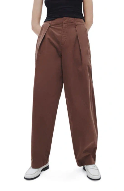 Rag & Bone Donovan Pleated Cotton Twill Wide Leg Trousers In Brown