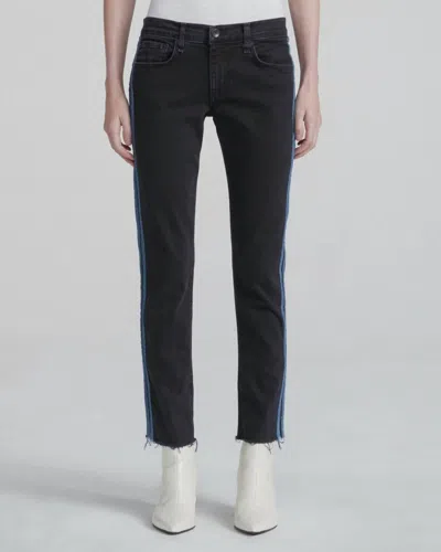 Rag & Bone Dre Low Rise Stretch Side Stripe Ankle Jeans In Black