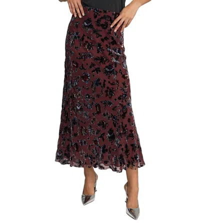 Rag & Bone Eden Velvet Burnout Skirt In Burgundy Retro Floral In Multi