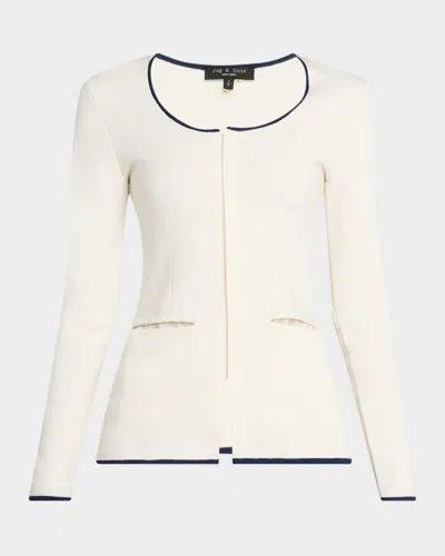 Rag & Bone Ella Long-sleeve Zip-front Top In White