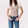 Rag & Bone Ella Merino Wool-blend Sweater Vest In Dark Taupe In Pink