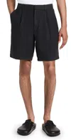 RAG & BONE ELLIOT LINEN PLEATED SHORTS BLK