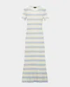 Rag & Bone Eloise Stripe Short-sleeve Maxi Dress In Greenmult
