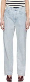 Rag & Bone Blue Shea Embellished Relaxed Straight Jeans In Gray