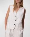 Rag & Bone Erin Striped Cotton And Linen-blend Twill Vest In Whtstripe