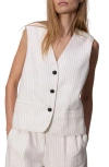 Rag & Bone Erin Striped Cotton And Linen-blend Twill Vest In White Stripe