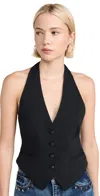 Rag & Bone Ethel Cropped Halterneck Stretch-woven Gilet In Black