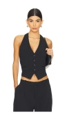 Rag & Bone Ethel Cropped Halterneck Stretch-woven Gilet In Black