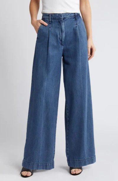 Rag & Bone Featherweight Abigail Pleated Wide Leg Jeans In Stark