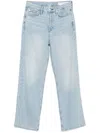 Rag & Bone Logan Raw Hem Textured Wide Leg Jeans In Blue