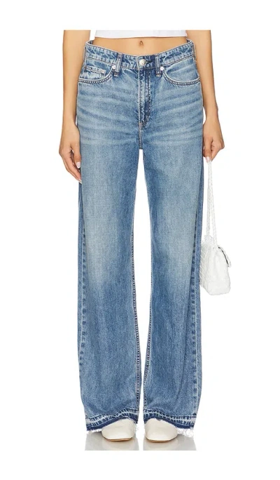 Rag & Bone Featherweight Logan Mid Rise Wide Leg In Blue