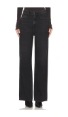 Rag & Bone Black Featherweight Logan Wide-leg Jeans In 젯 블랙