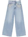 Rag & Bone Featherweight Sofie High-rise Wide Embellished Jeans In Blue