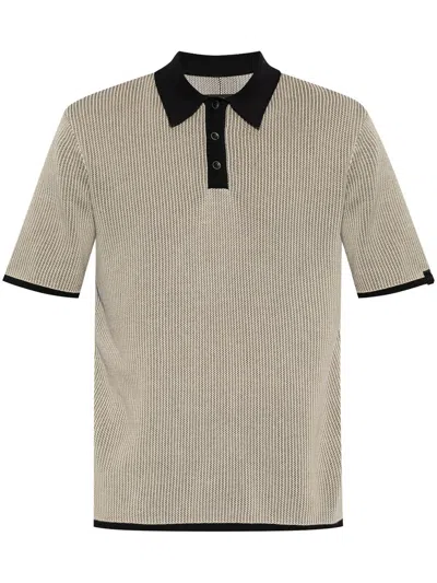 Rag & Bone Fine-ribbed Polo Shirt In Nude