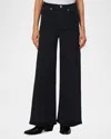 Rag & Bone Womens Logan Mid-rise Wide-leg Stretch-denim Jeans Elenna In Black
