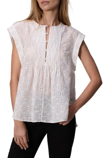 Rag & Bone Gabby Embroidered Eyelet Top In White